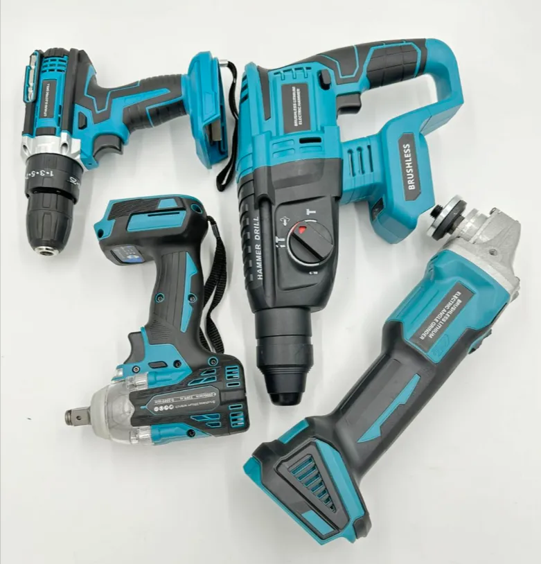 4Pcs Heavy Duty Power Tool Set 2 Battery Packs Cordless Drills Ag-61