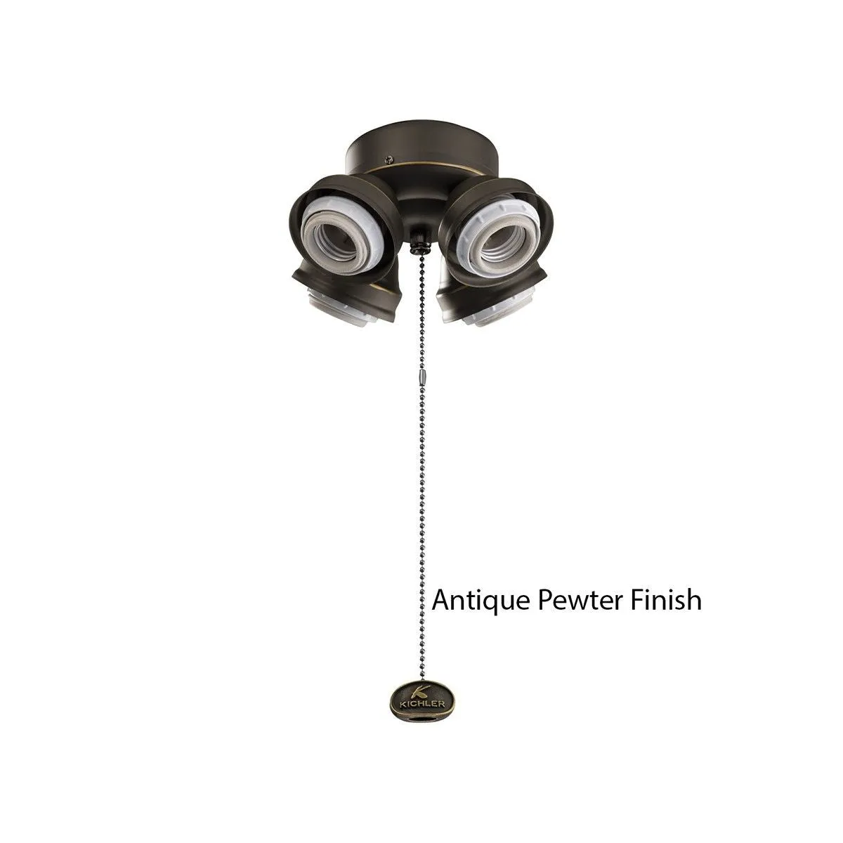 7 In. 4 LED Lights Turtle Fitter Ceiling Fan Light Kit, Antique Pewter Finish