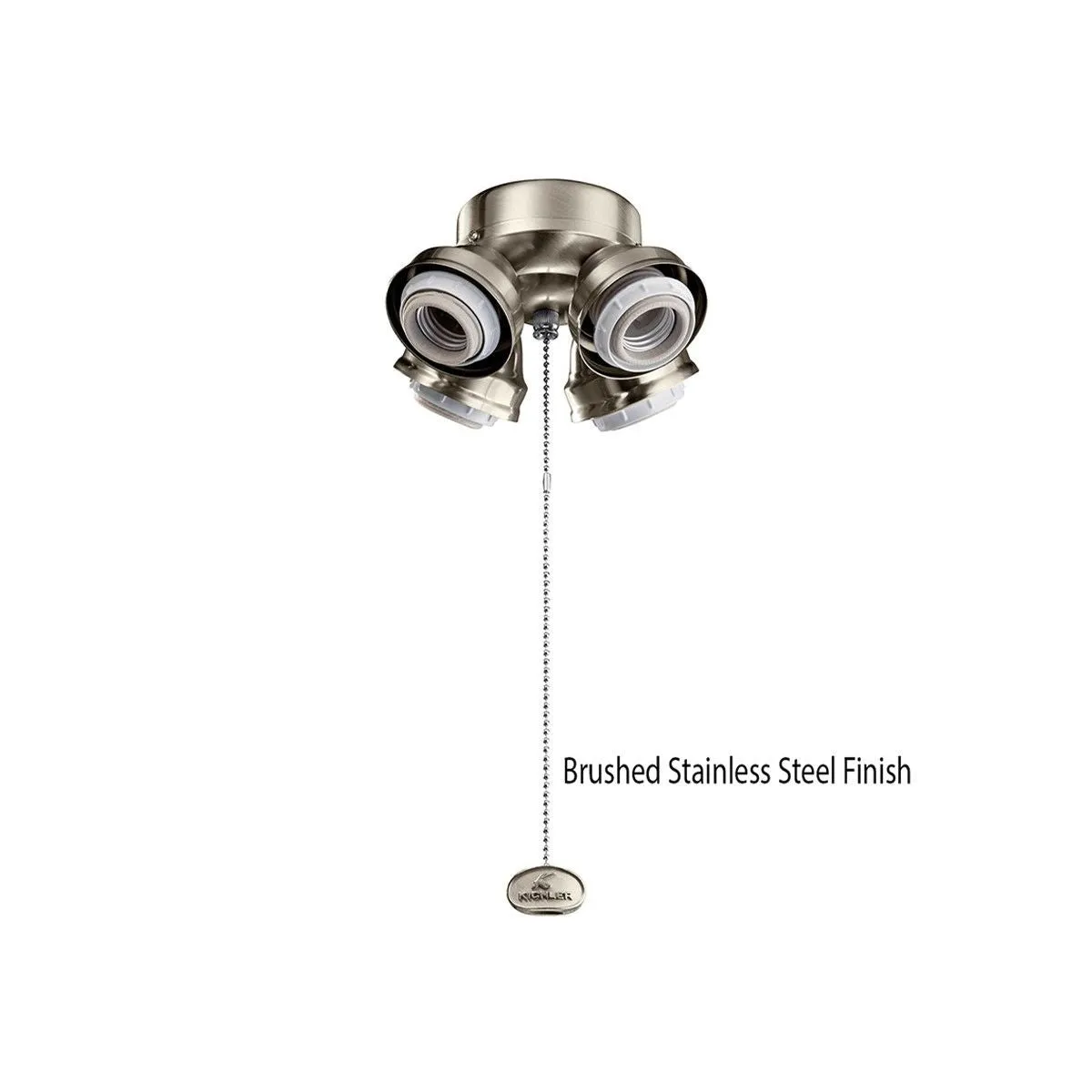 7 In. 4 LED Lights Turtle Fitter Ceiling Fan Light Kit, Brushed Stainless Steel Finish