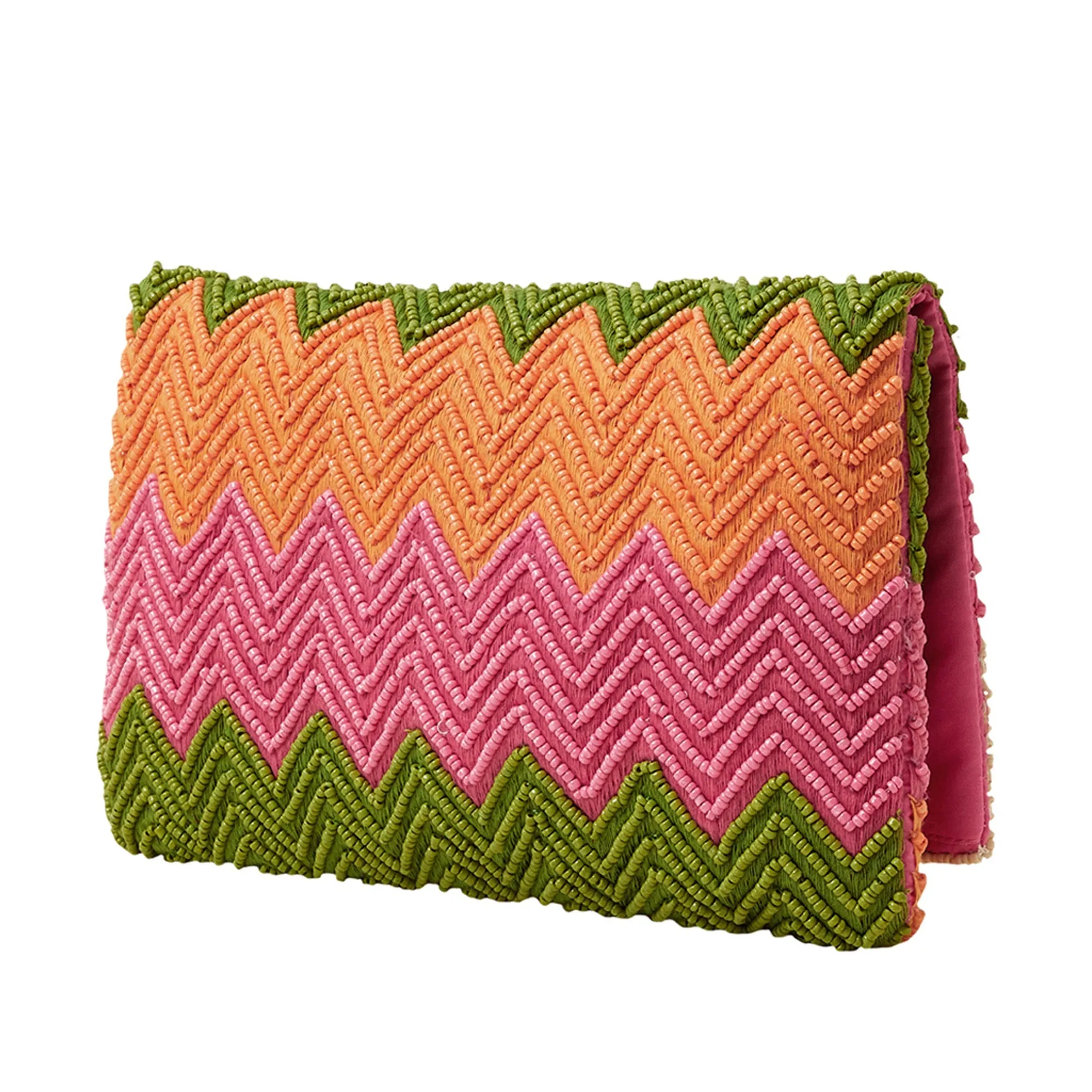 Accessorize London Women's Pink Zig Zag Clutch Bag