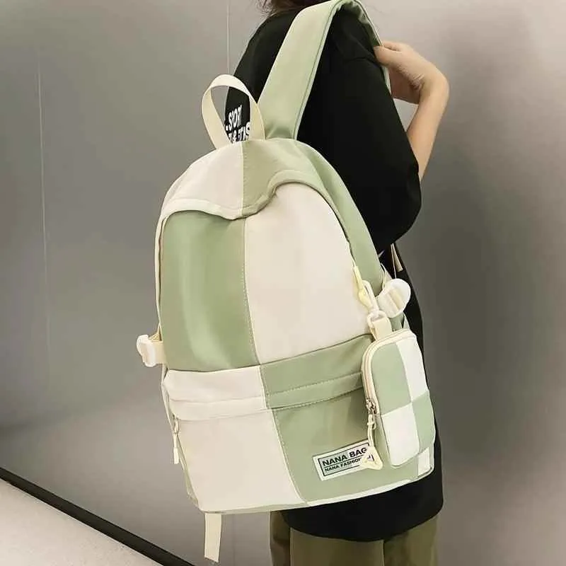 B3110 Cool Backpack - Fashion College School Bag - Grid Pattern