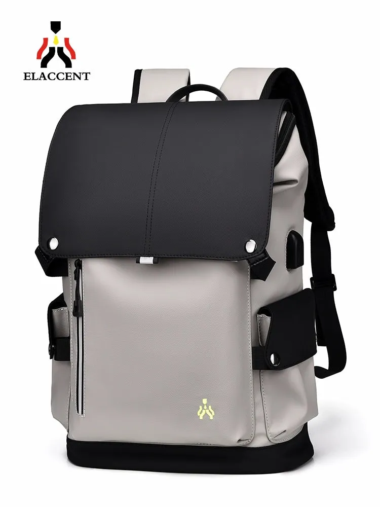 Backpack Men Contrast Color Backpack Men's Large Capacity Casual Computer Bag Men's Junior High School High School and College Student Travel Bag