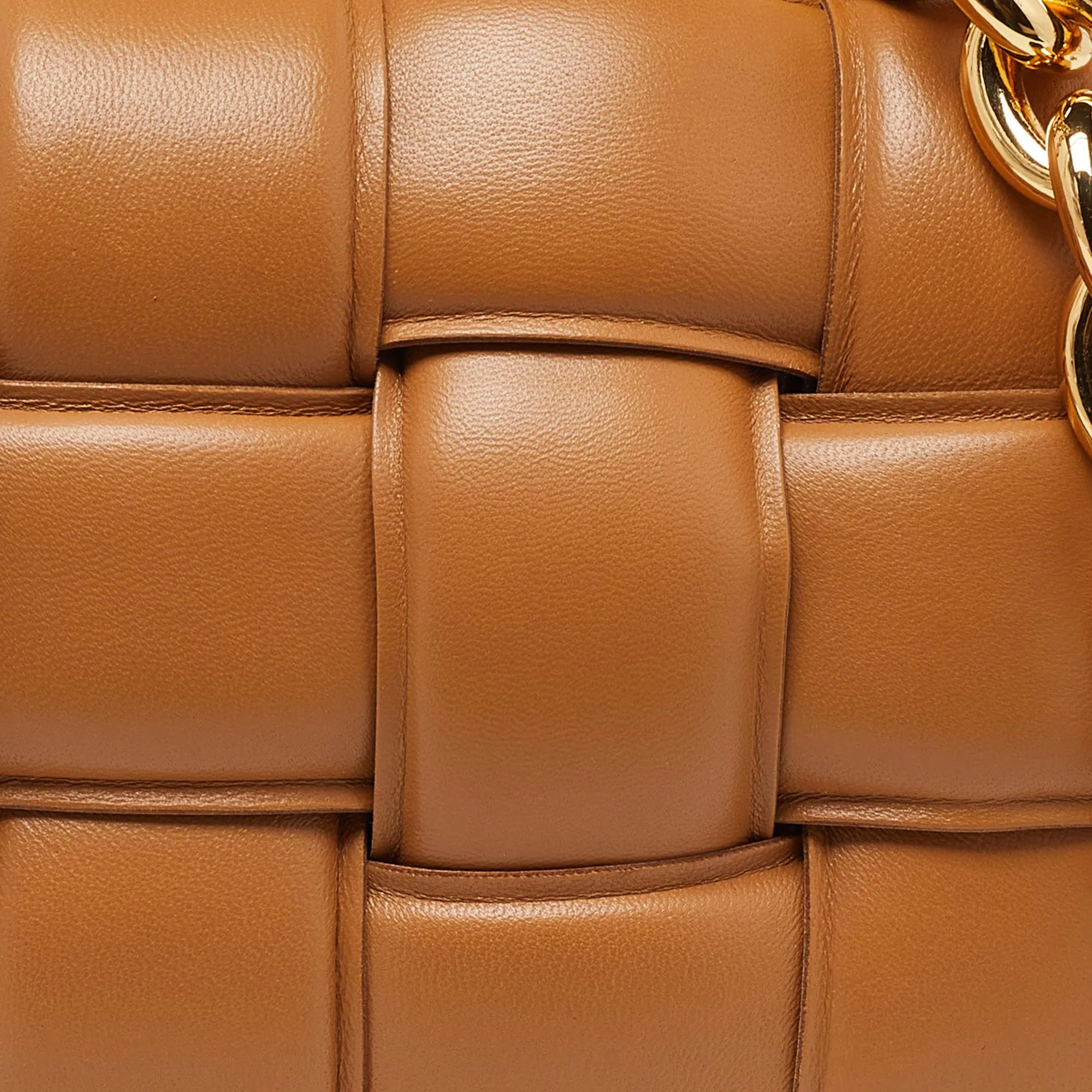 BOTTEGA VENETA Caramel Padded Leather Cassette Chain Bag