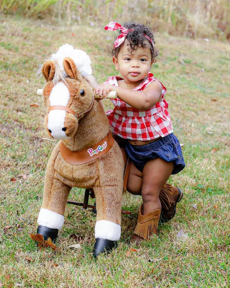 Brown Ride On Walking Toy Horse Pony