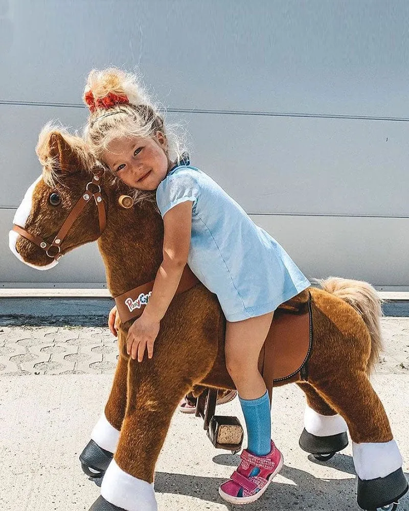 Brown Ride On Walking Toy Horse Pony