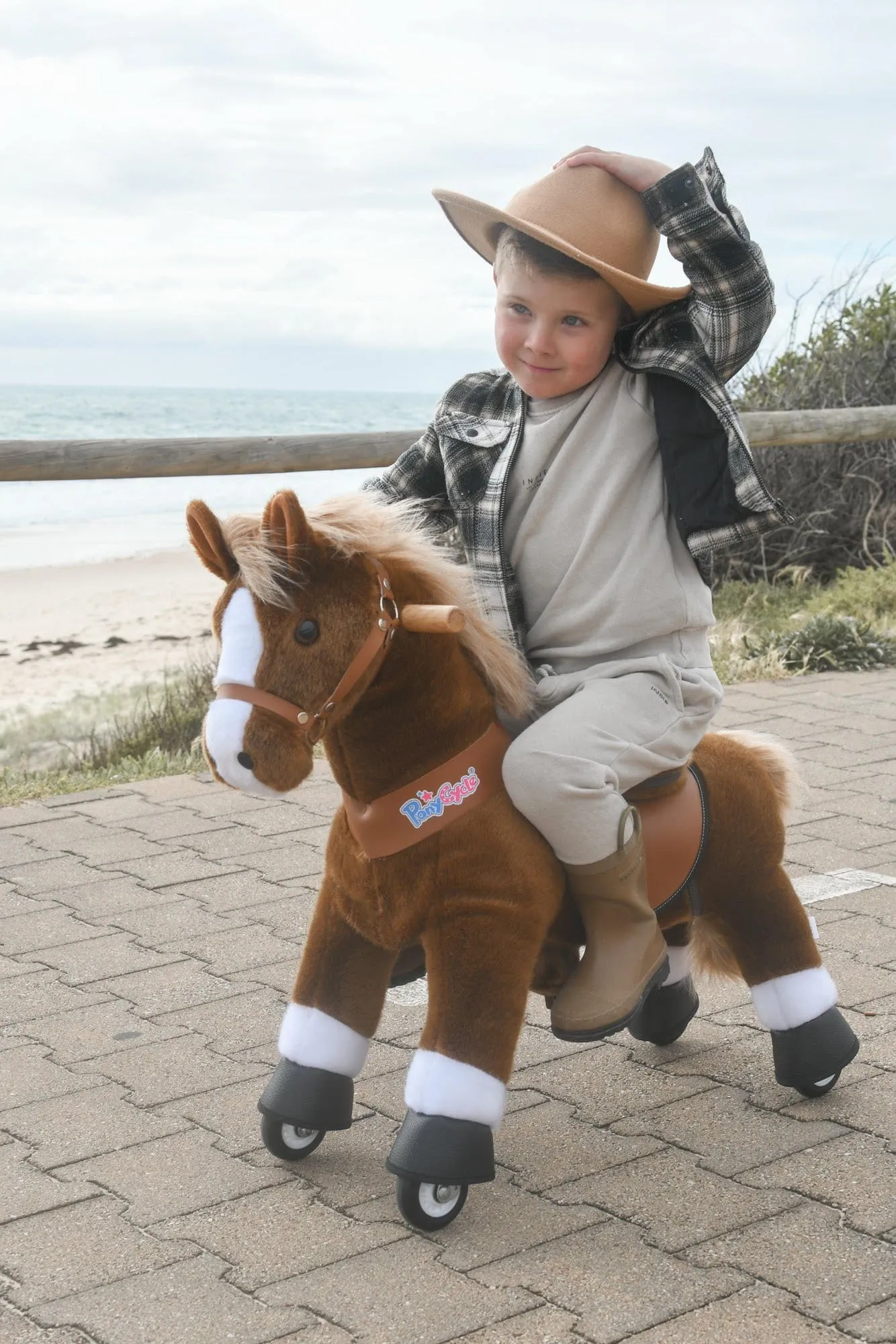 Brown Ride On Walking Toy Horse Pony