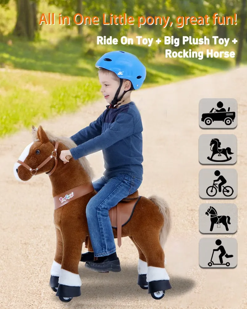 Brown Ride On Walking Toy Horse Pony