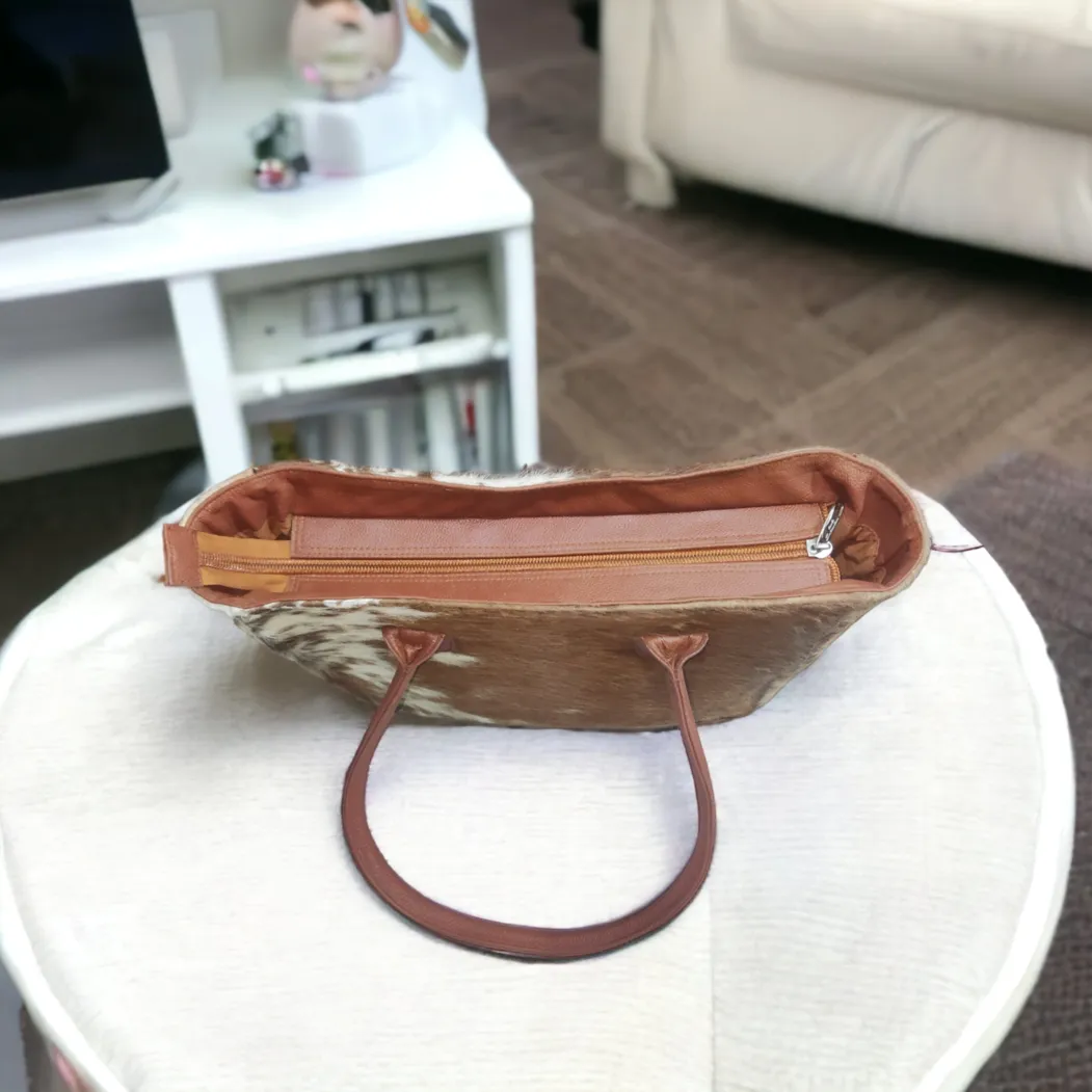 Brown White Cowhide Shoulder bag