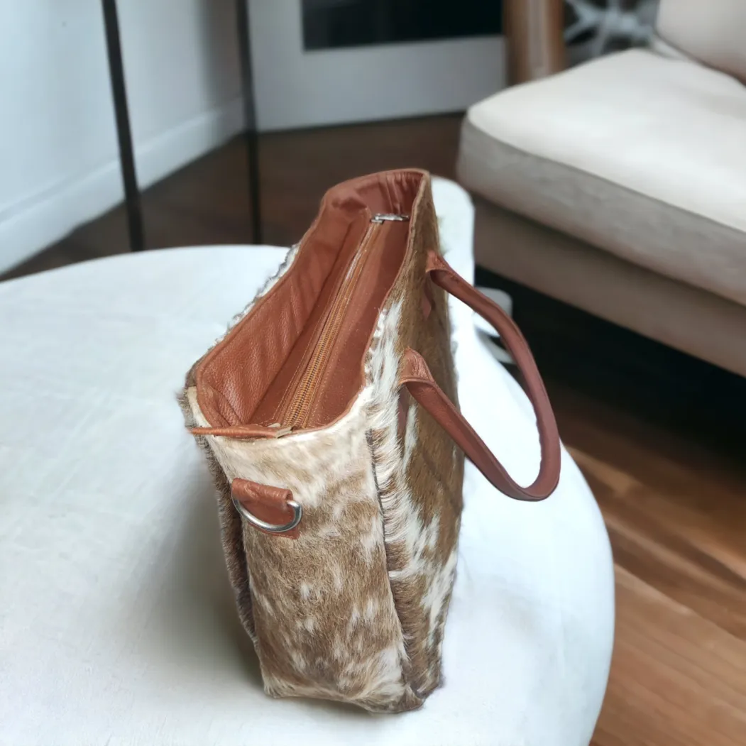 Brown White Cowhide Shoulder bag