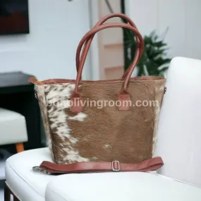 Brown White Cowhide Shoulder bag