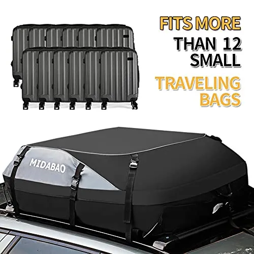 Car Roof Bag Cargo Carrier, 25 Cubic Feet Waterproof Rooftop Cargo Carrier   6 Door Hooks Suitable for All Vehicle with/Without Rack