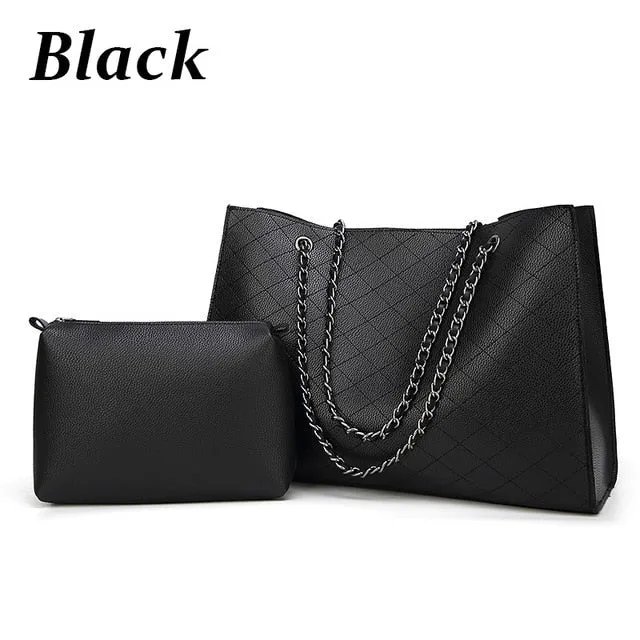 Chain Leather Hand Bag