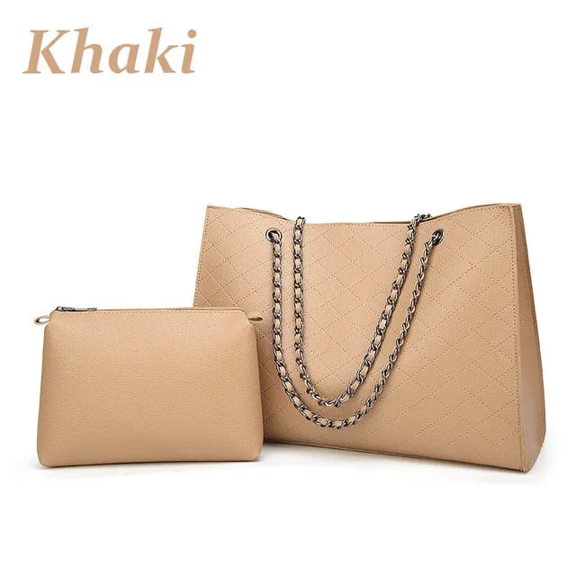 Chain Leather Hand Bag