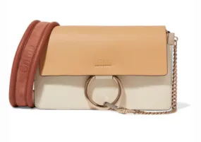 CHLOÉ FAYE SMALL LEATHER AND SUEDE SHOULDER BAG