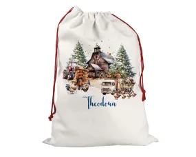 Country Cowgirl Personalised Santa Sack, Linen Bag