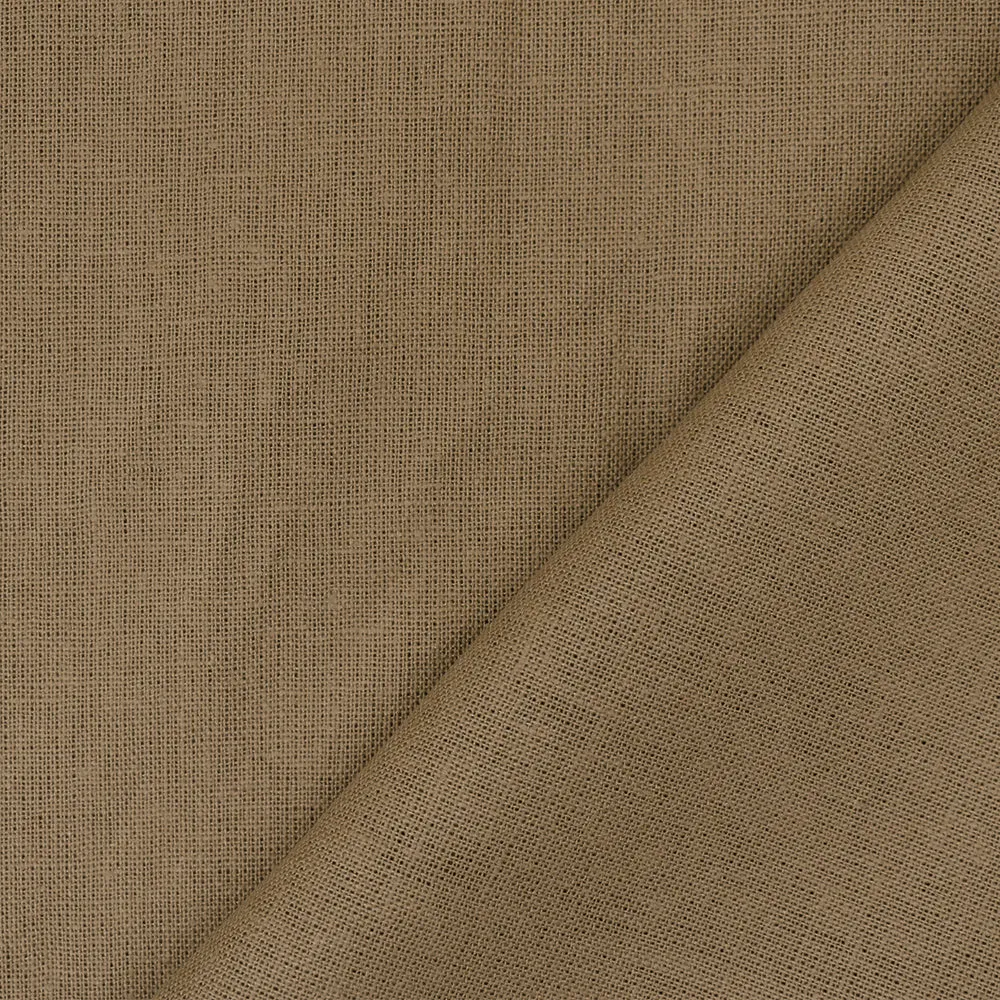 Cream Brown Solid Linen Woven Shirting Fabric