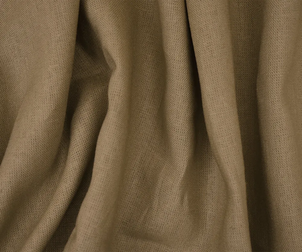 Cream Brown Solid Linen Woven Shirting Fabric