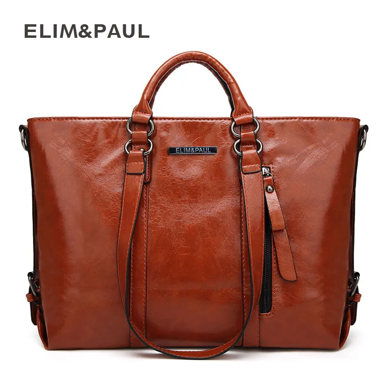 ELIM&PAUL Messenger bag women's Large Tote Women Leather Handbags Business Shoulder Bags PU Top-Handle Bags Female bolsos mujer