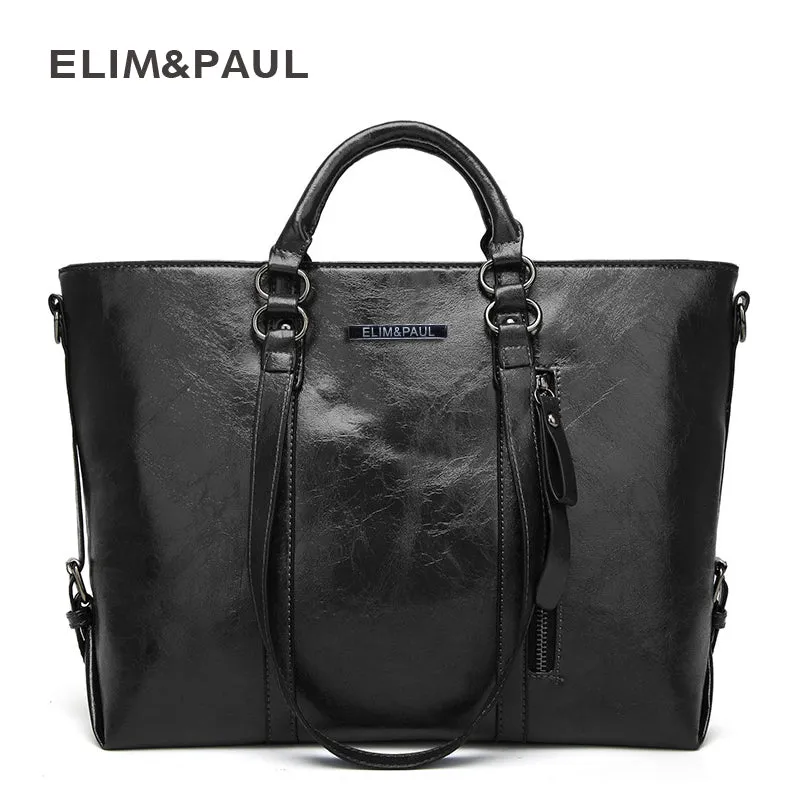 ELIM&PAUL Messenger bag women's Large Tote Women Leather Handbags Business Shoulder Bags PU Top-Handle Bags Female bolsos mujer