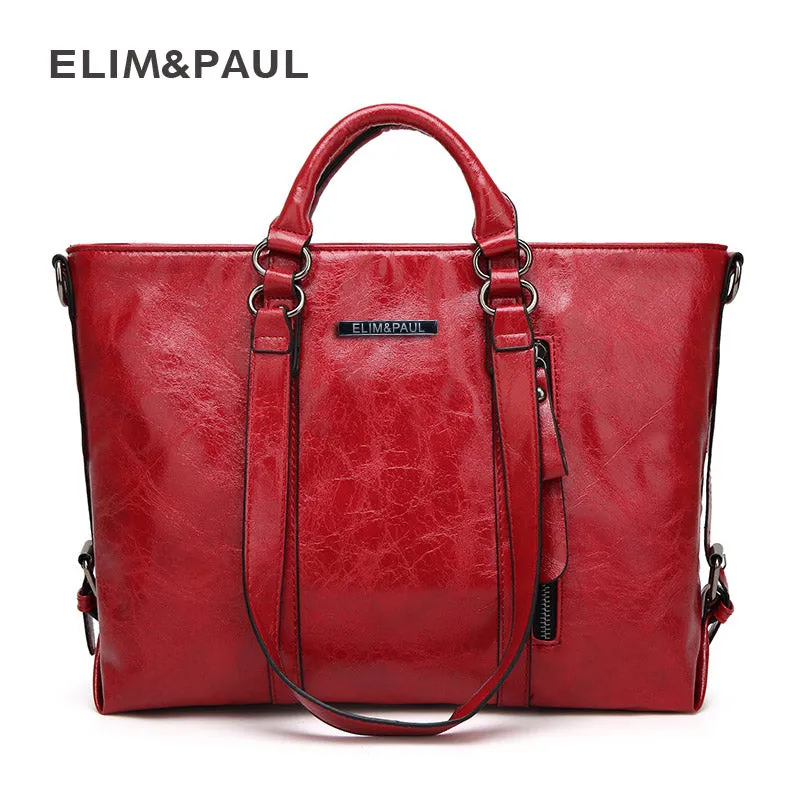 ELIM&PAUL Messenger bag women's Large Tote Women Leather Handbags Business Shoulder Bags PU Top-Handle Bags Female bolsos mujer