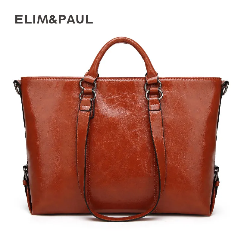 ELIM&PAUL Messenger bag women's Large Tote Women Leather Handbags Business Shoulder Bags PU Top-Handle Bags Female bolsos mujer