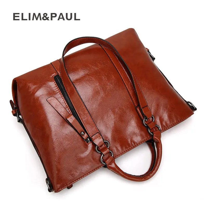 ELIM&PAUL Messenger bag women's Large Tote Women Leather Handbags Business Shoulder Bags PU Top-Handle Bags Female bolsos mujer