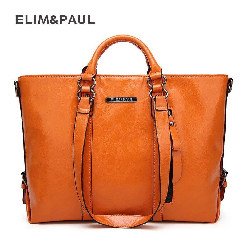 ELIM&PAUL Messenger bag women's Large Tote Women Leather Handbags Business Shoulder Bags PU Top-Handle Bags Female bolsos mujer