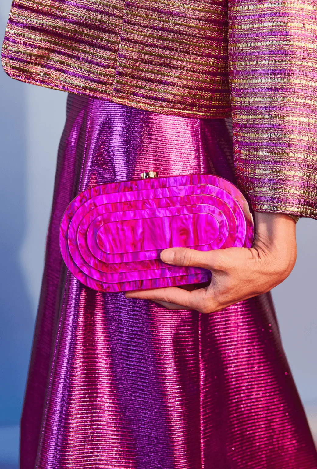 Ellipse Clutch - Fuchsia Marble