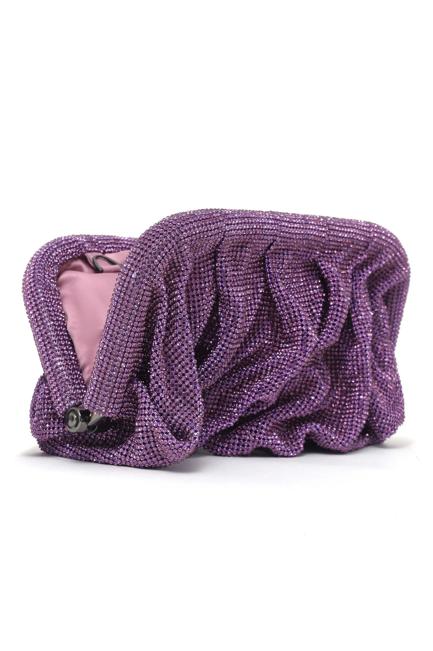 EMERALD LUXE GATHERED CLUTCHED-PURPLE