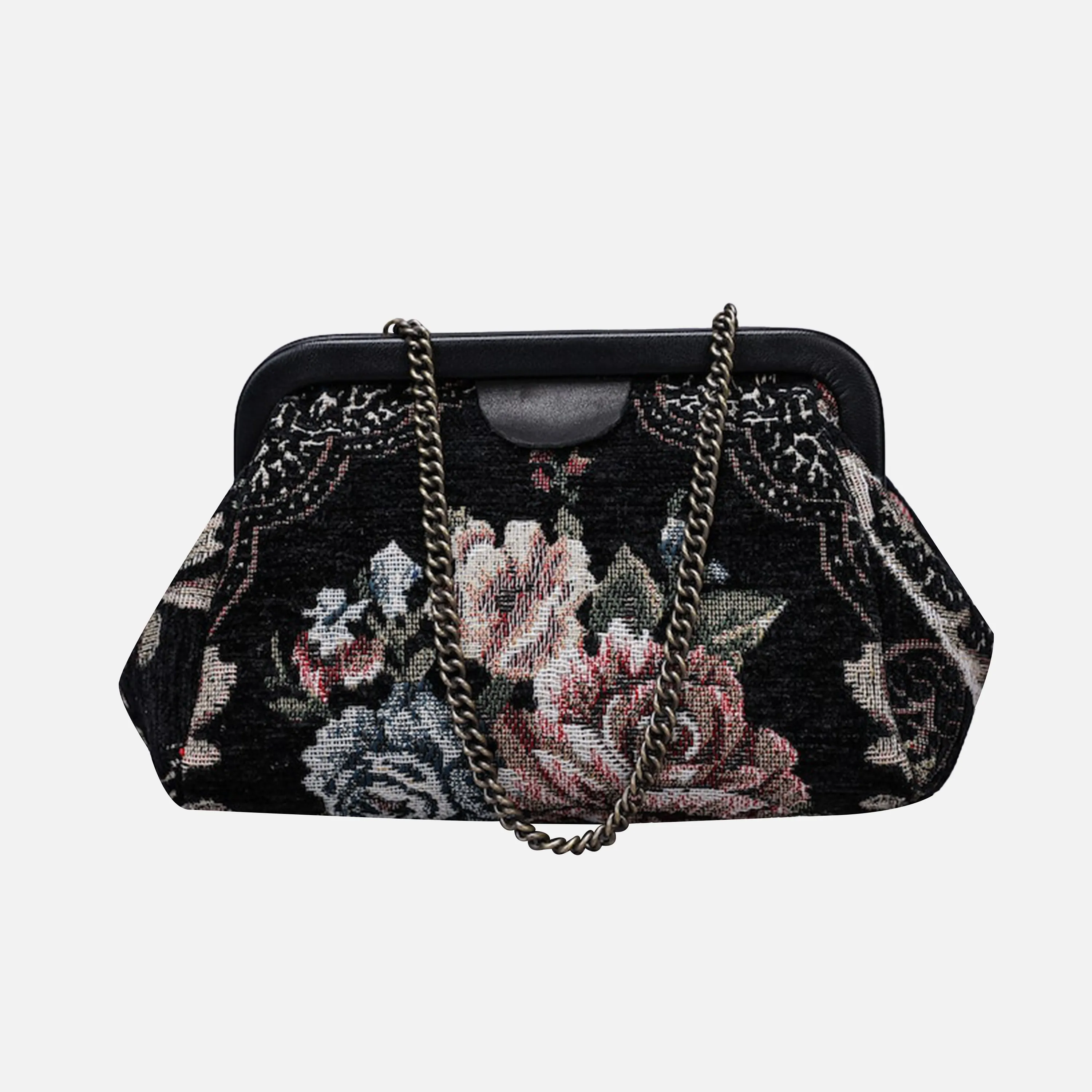 Floral Black Evening Bag Clutch