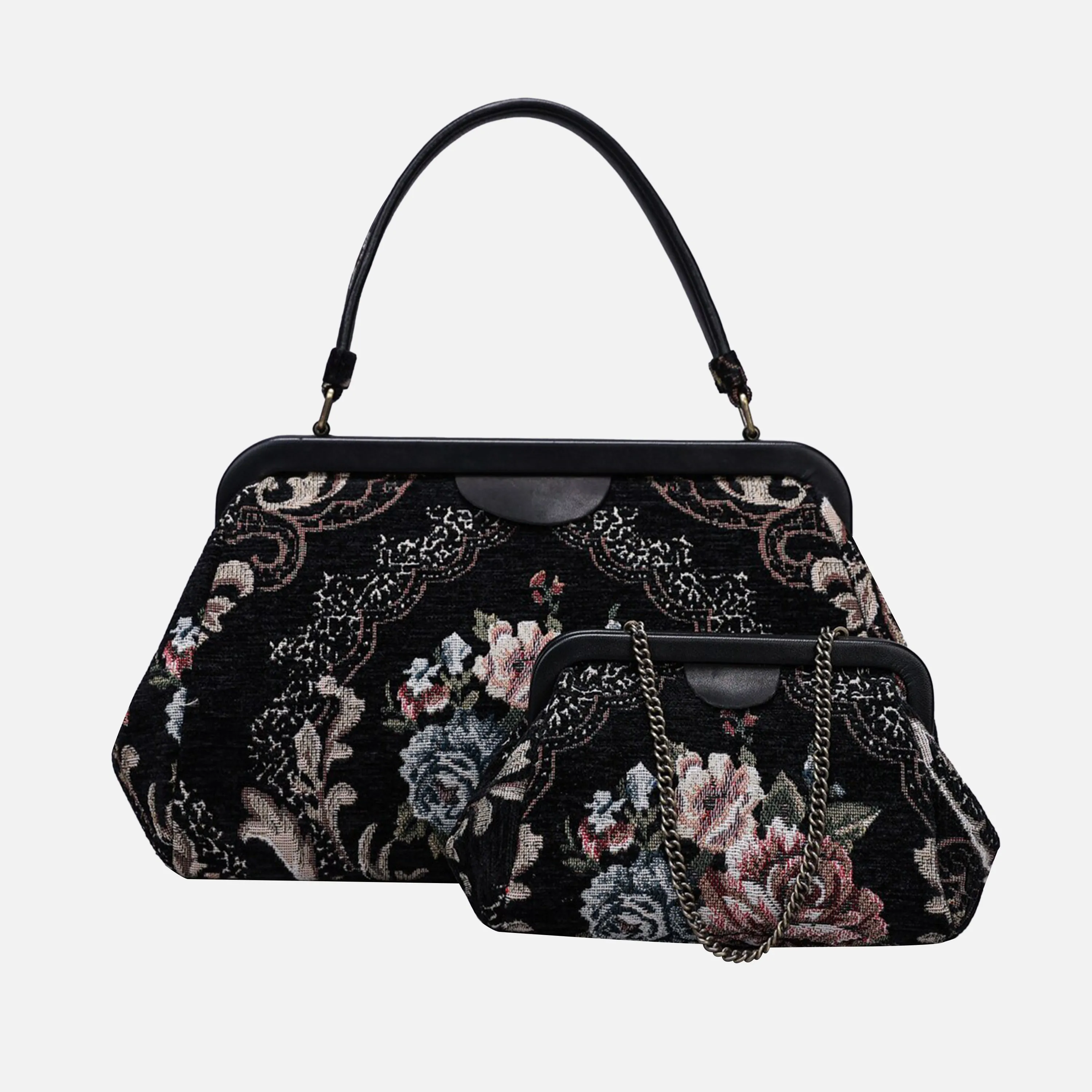 Floral Black Evening Bag Clutch