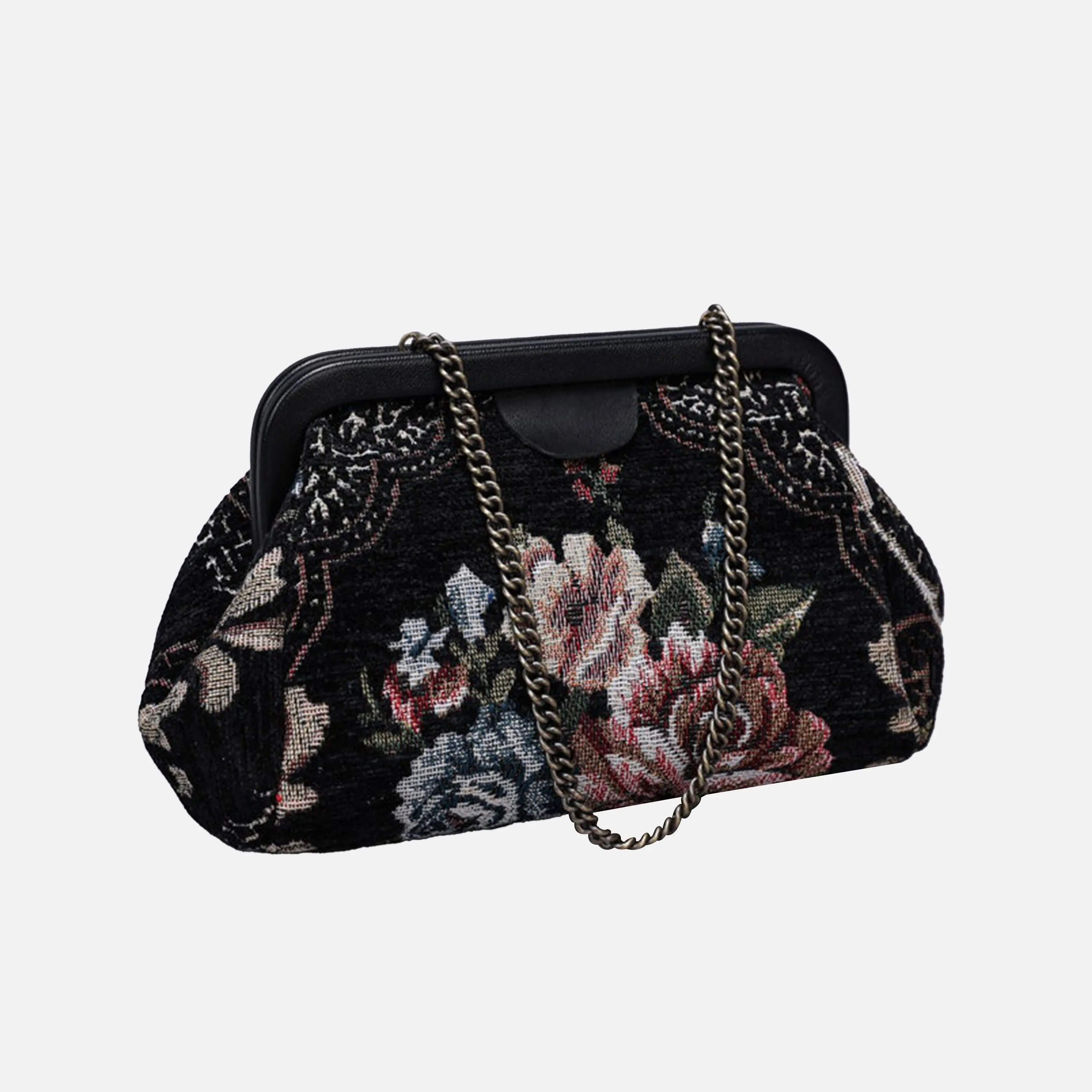 Floral Black Evening Bag Clutch