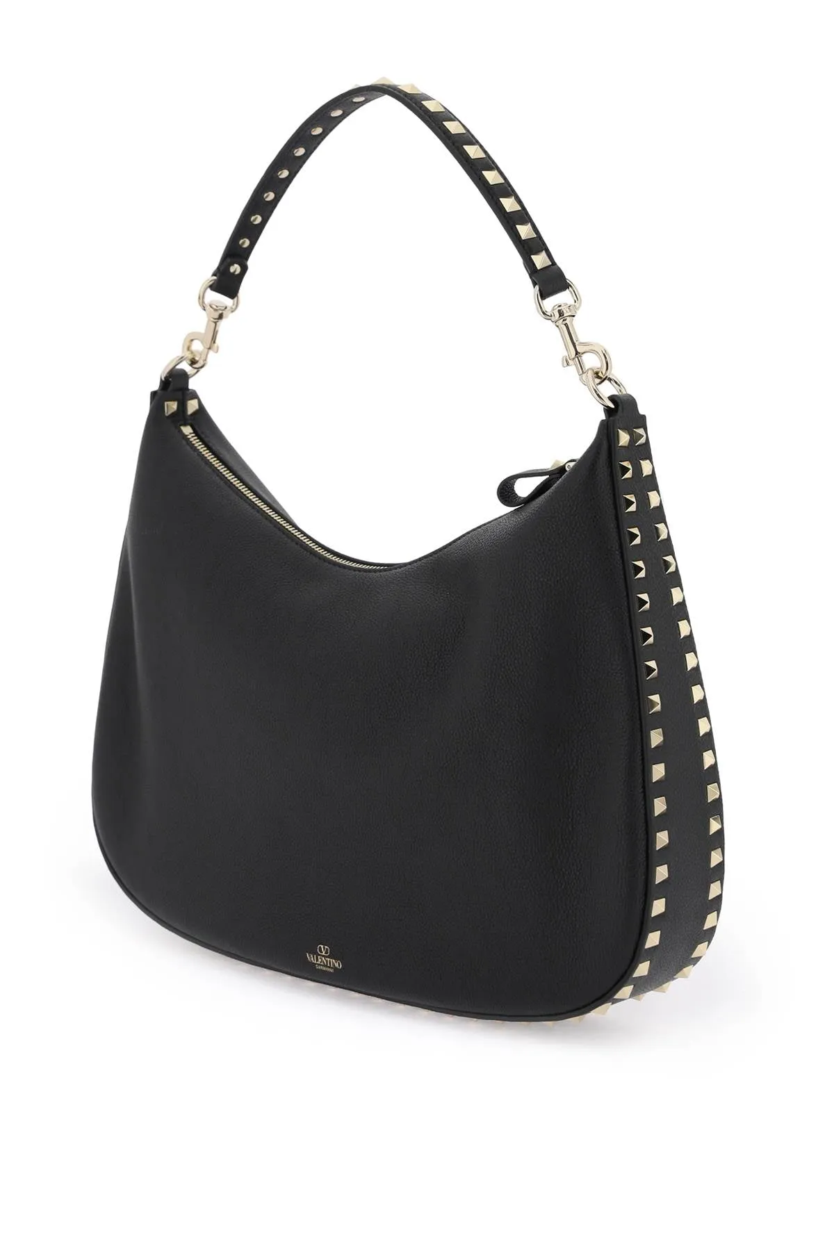 grained leather 'rockstud' hobo bag