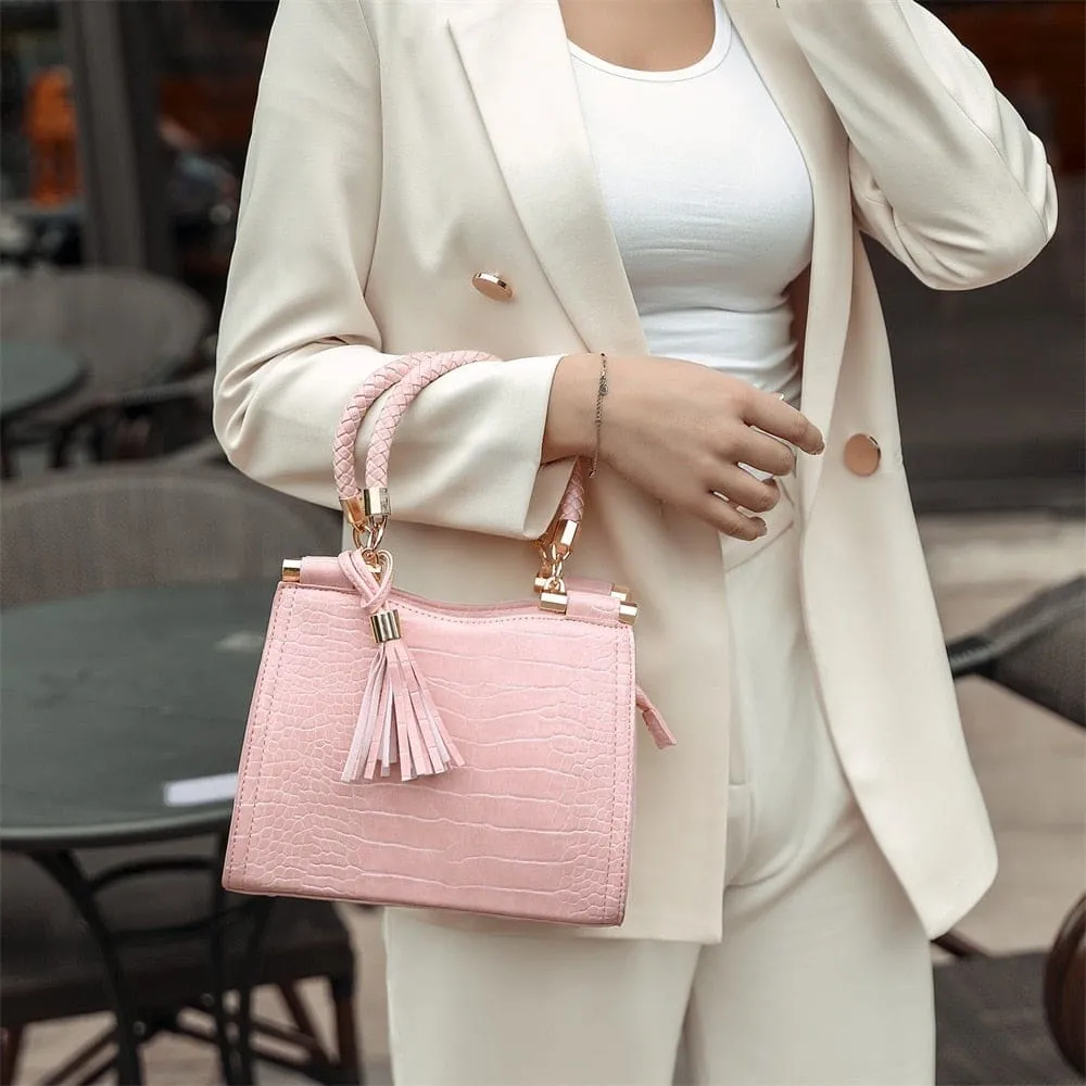 High Quality PU Leather Retro Tassels Handbag