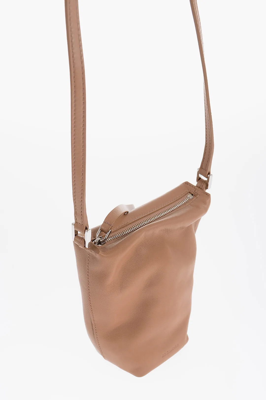 Jil Sander Leather TAKE AWAY Mini Crossbody Bag with Zipped Closure