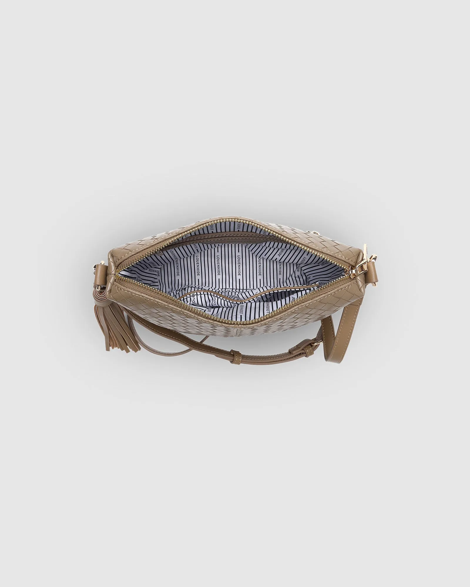 KASEY WOVEN CROSSBODY BAG LIGHT MOCHA