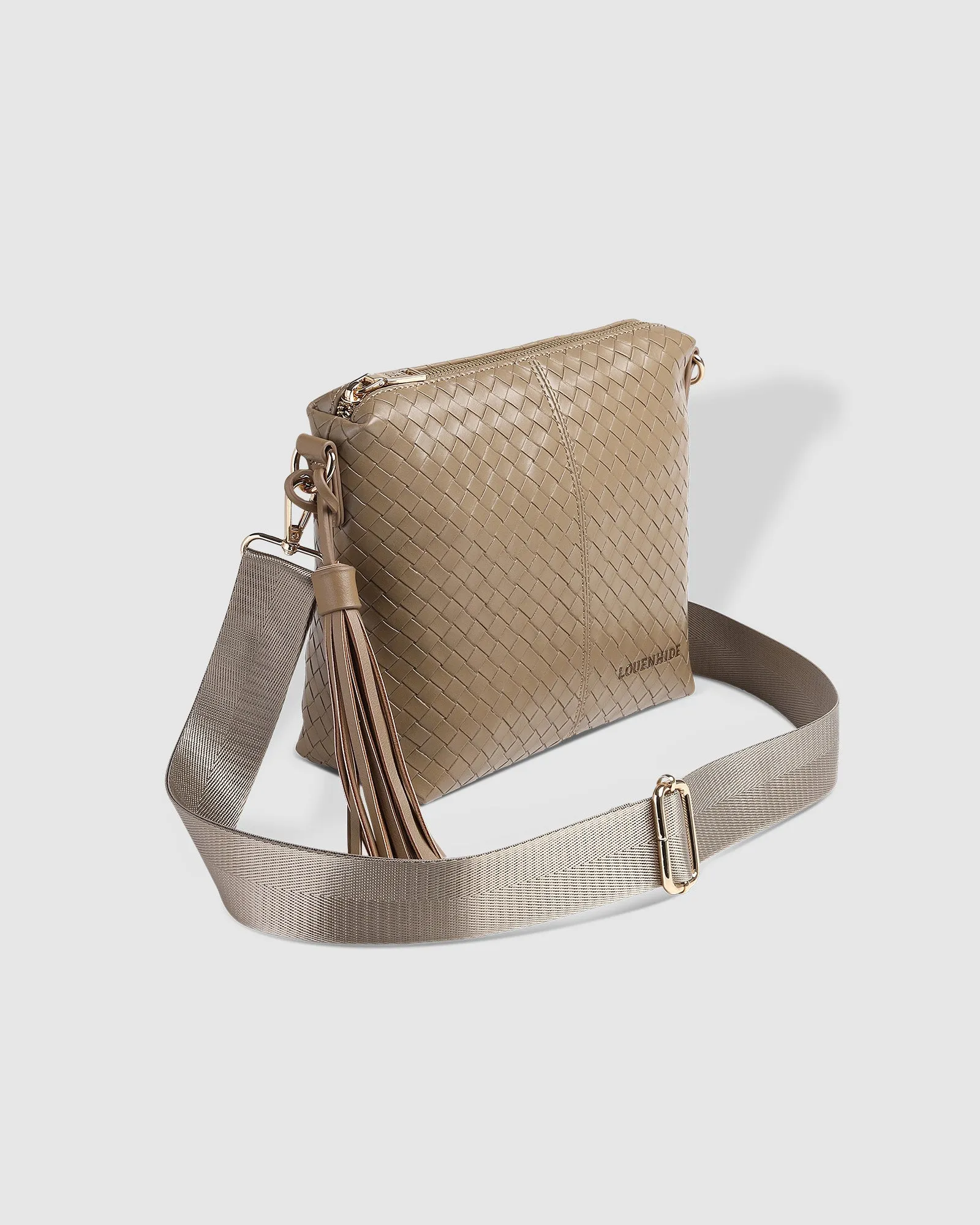 KASEY WOVEN CROSSBODY BAG LIGHT MOCHA