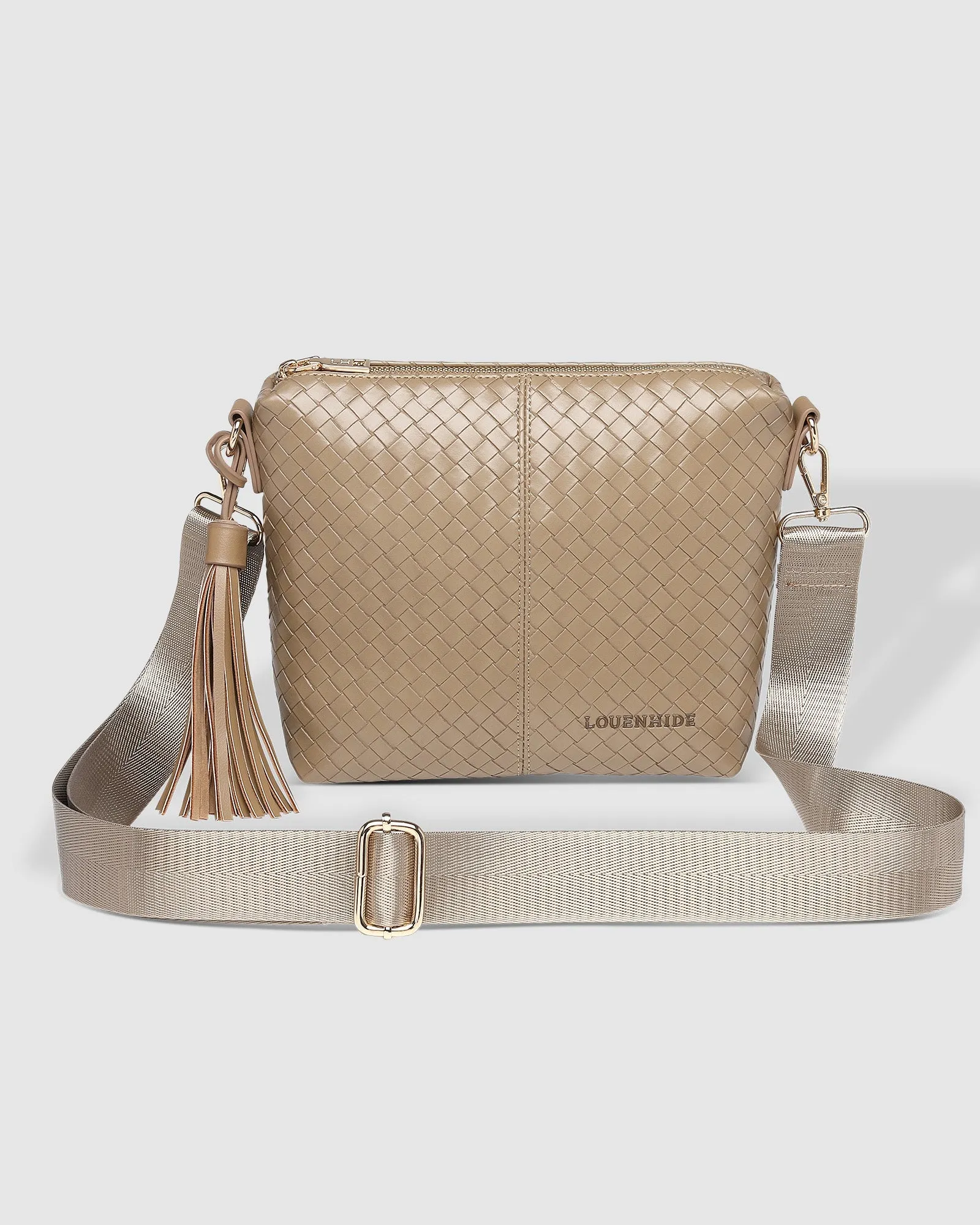 KASEY WOVEN CROSSBODY BAG LIGHT MOCHA