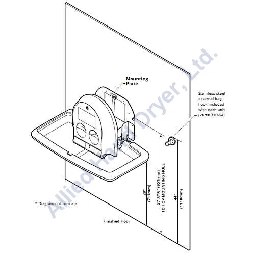 Koala Kare® KB300-01 - Surface Horizontal Grey Baby Changing Station (Newest Generation)