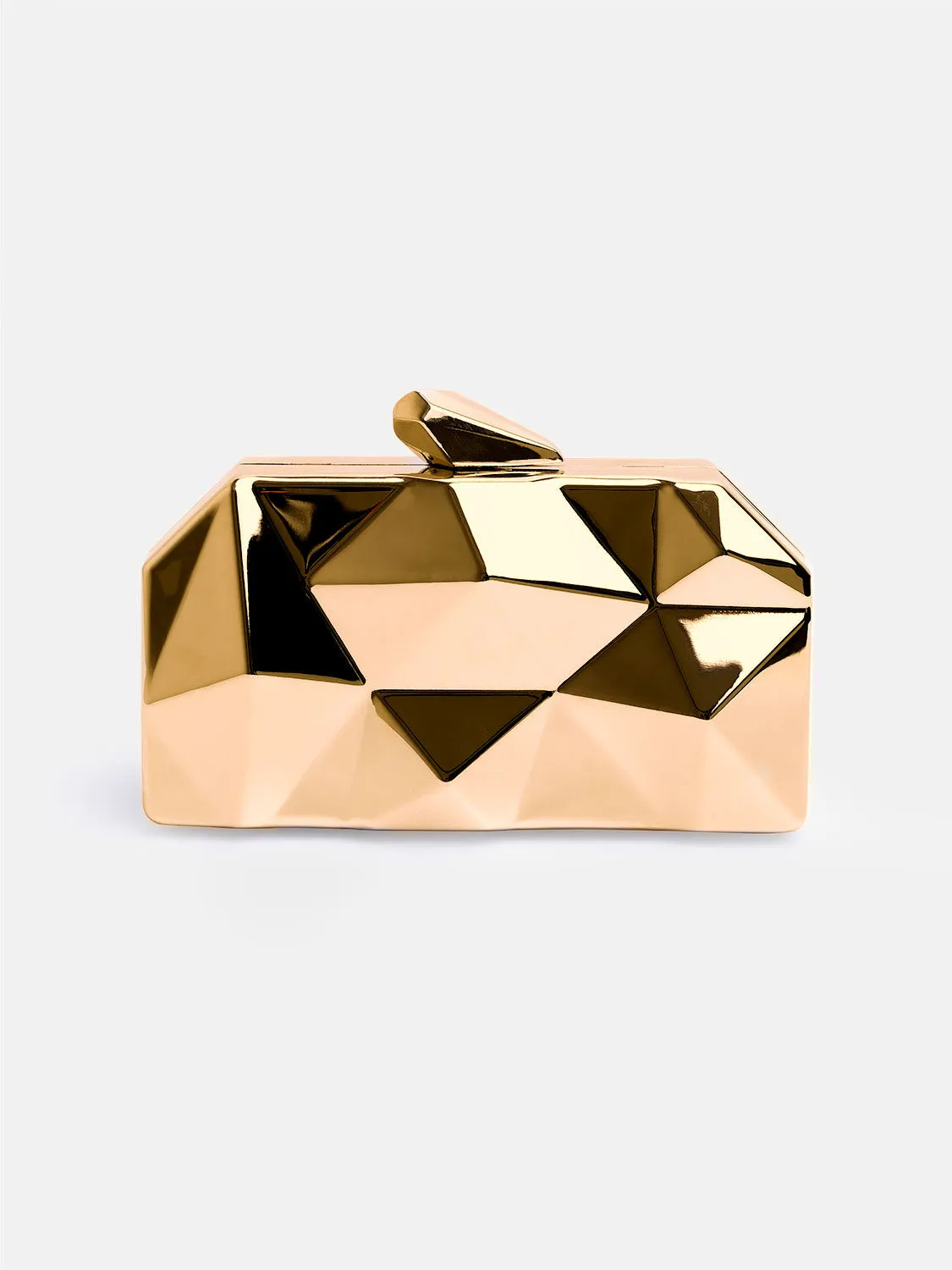 MELANIE GEOMETRIC PATTERN CLUTCH BAG IN GOLD