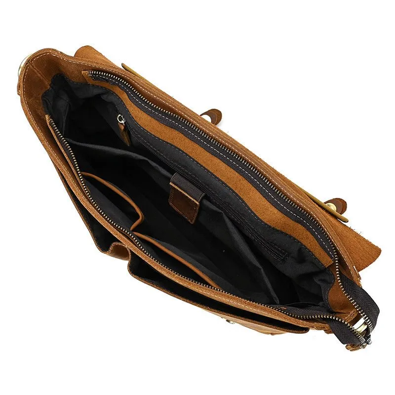 Men's Top Layer Cowhide Leather Messenger Shoulder Bags