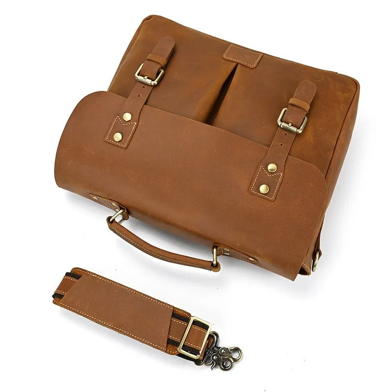 Men's Top Layer Cowhide Leather Messenger Shoulder Bags