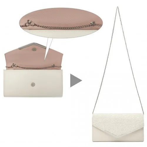 Miss Lulu Lace Envelope Flap Clutch Evening Bag - Elegant Beige Clutch for Weddings & Parties