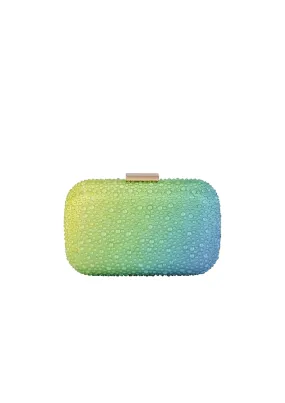 OLGA BERG - Aurora Hotfix Ombre Clutch Green