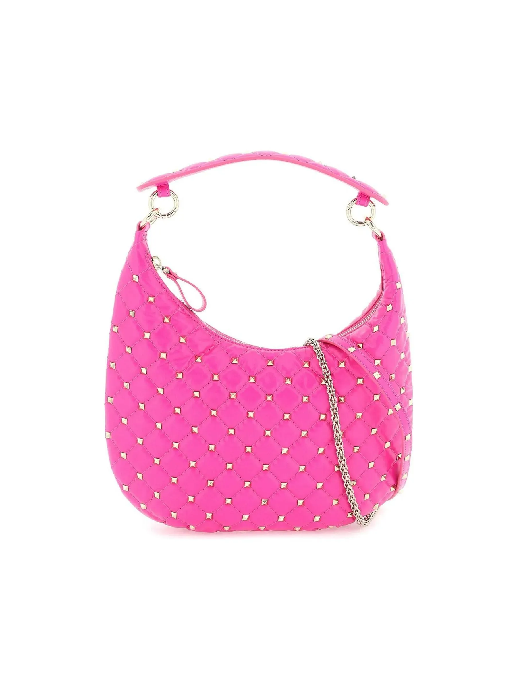 Rockstud Spike Leather Hobo Bag