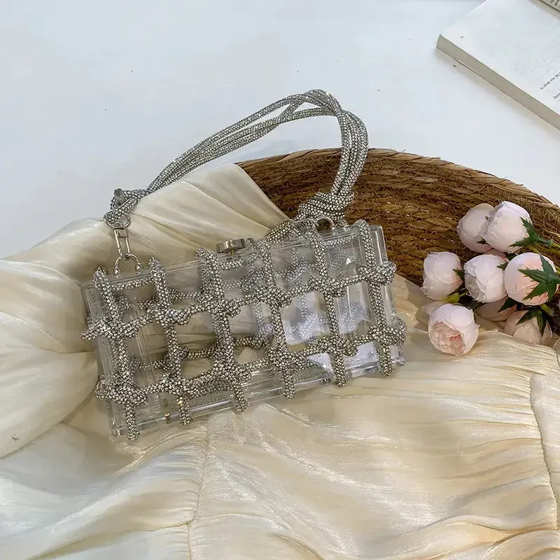 Rope Acrylic Rhinestone Clutch