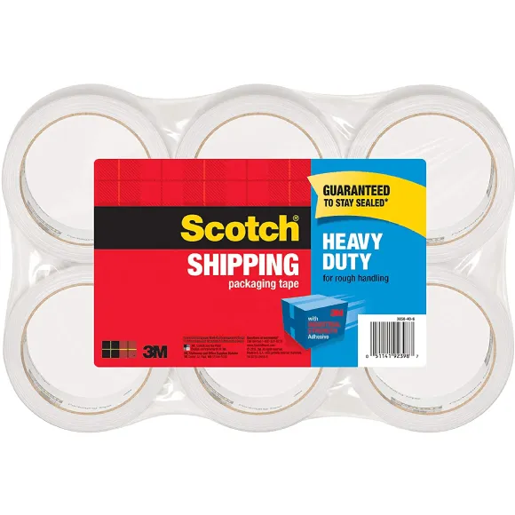 Scotch Heavy Duty Shipping Packaging Tape Rolls Pack 24 Clear 48mmx50m