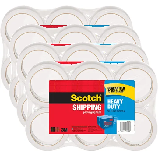 Scotch Heavy Duty Shipping Packaging Tape Rolls Pack 24 Clear 48mmx50m