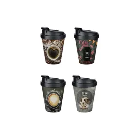 Set Of 4 400Ml Leak Free Reusable Plastic Travel Coffee Mugs Ap-9221