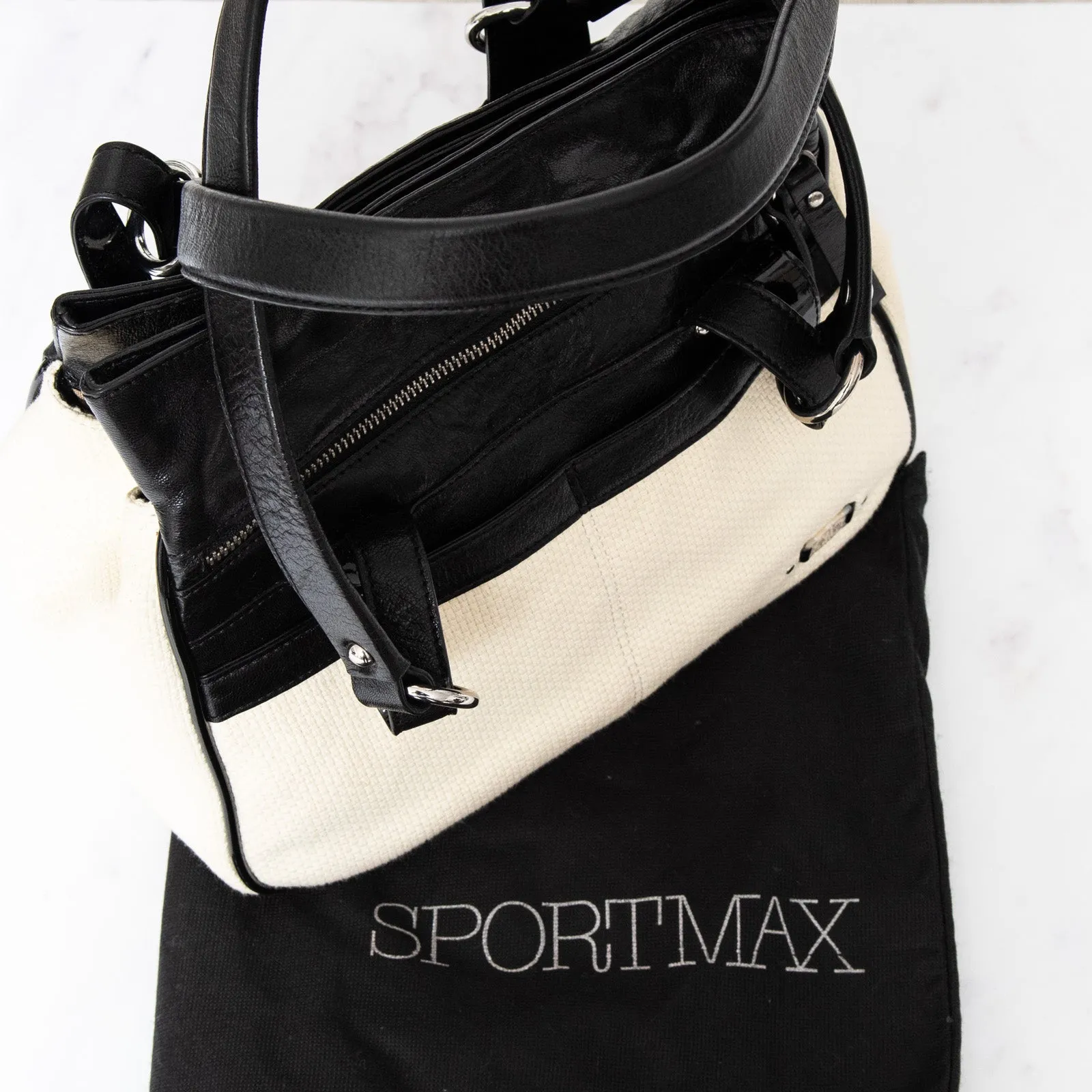 Sportmax Leather And Fabric Shoulder Bag